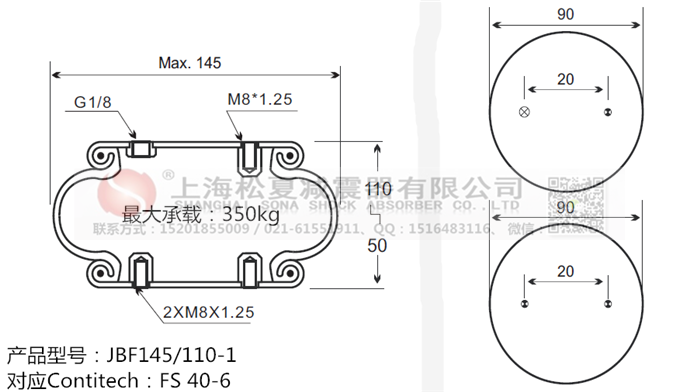 JBF145/110-1橡膠<a href='http://www.chongwushipin.net/' target='_blank'><u>空氣彈簧</u></a>