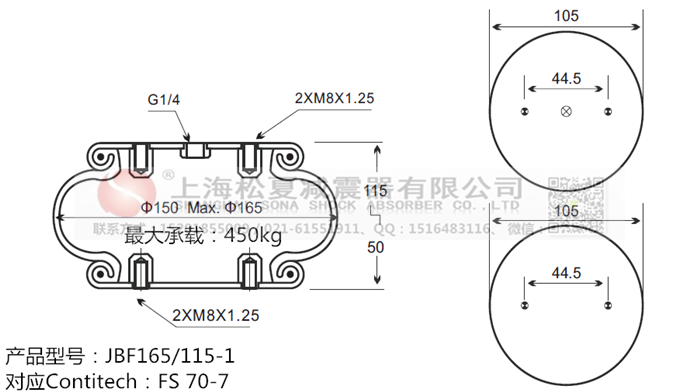 JBF165/115-1橡膠<a href='http://www.chongwushipin.net/' target='_blank'><u>空氣彈簧</u></a>
