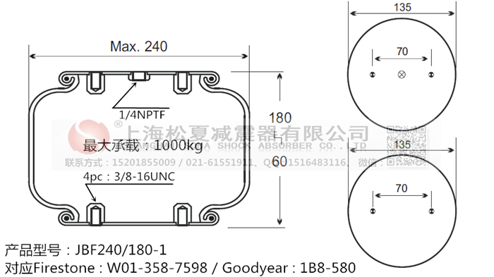JBF240-180-1橡膠<a href='http://www.chongwushipin.net/' target='_blank'><u>空氣彈簧</u></a>