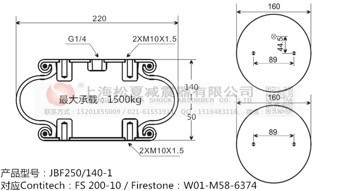 JBF250/140-1橡膠<a href='http://www.chongwushipin.net/' target='_blank'><u>空氣彈簧</u></a>