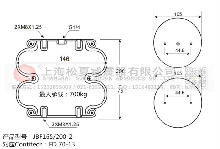 JBF165/200-2橡膠<a href='http://www.chongwushipin.net/' target='_blank'><u>空氣彈簧</u></a>