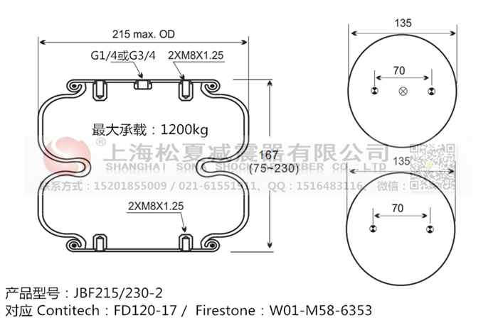 JBF215/230-2橡膠<a href='http://www.chongwushipin.net/' target='_blank'><u>空氣彈簧</u></a>