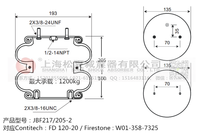 JBF217/205-2橡膠<a href='http://www.chongwushipin.net/' target='_blank'><u>空氣彈簧</u></a>